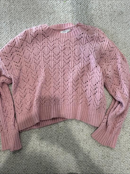 American Eagle Outfitters Sweaters - American Eagle Outfitters Pink Openwork Crewneck Sweater